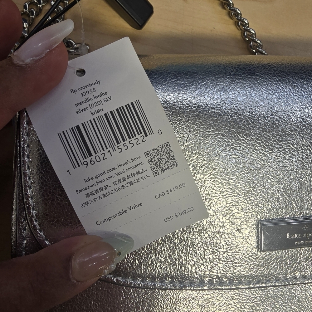 Kate Spade Silver Shoulder Bag with Chain Strap - Picture 9 of 10